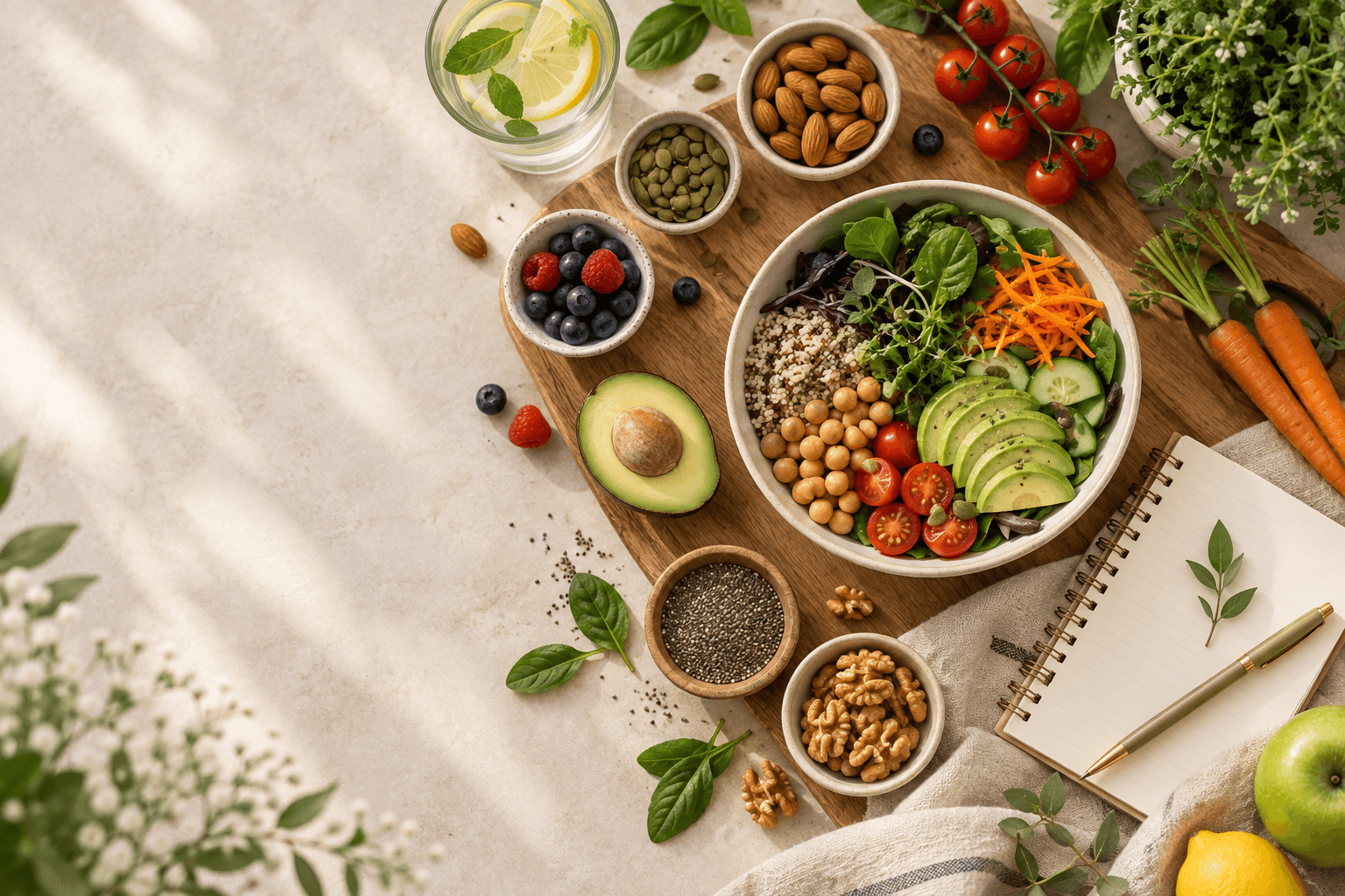Fresh ingredients for a nutrition plan